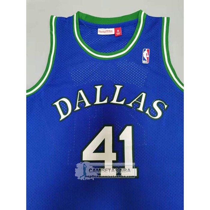 Camiseta Dallas Mavericks Dirk Nowitzki NO 41 Mitchell & Ness 1998-99 Azul